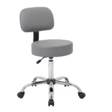 Boss Grey Antimicrobial Medical Stool W/ Back Cushion