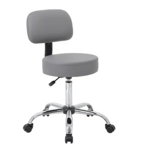 Boss Grey Antimicrobial Medical Stool W/ Back Cushion