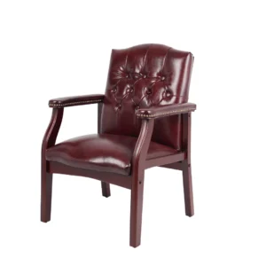 Boss Traditional Oxblood Vinyl guest, accent or dining chair W/ Mahogany Finish